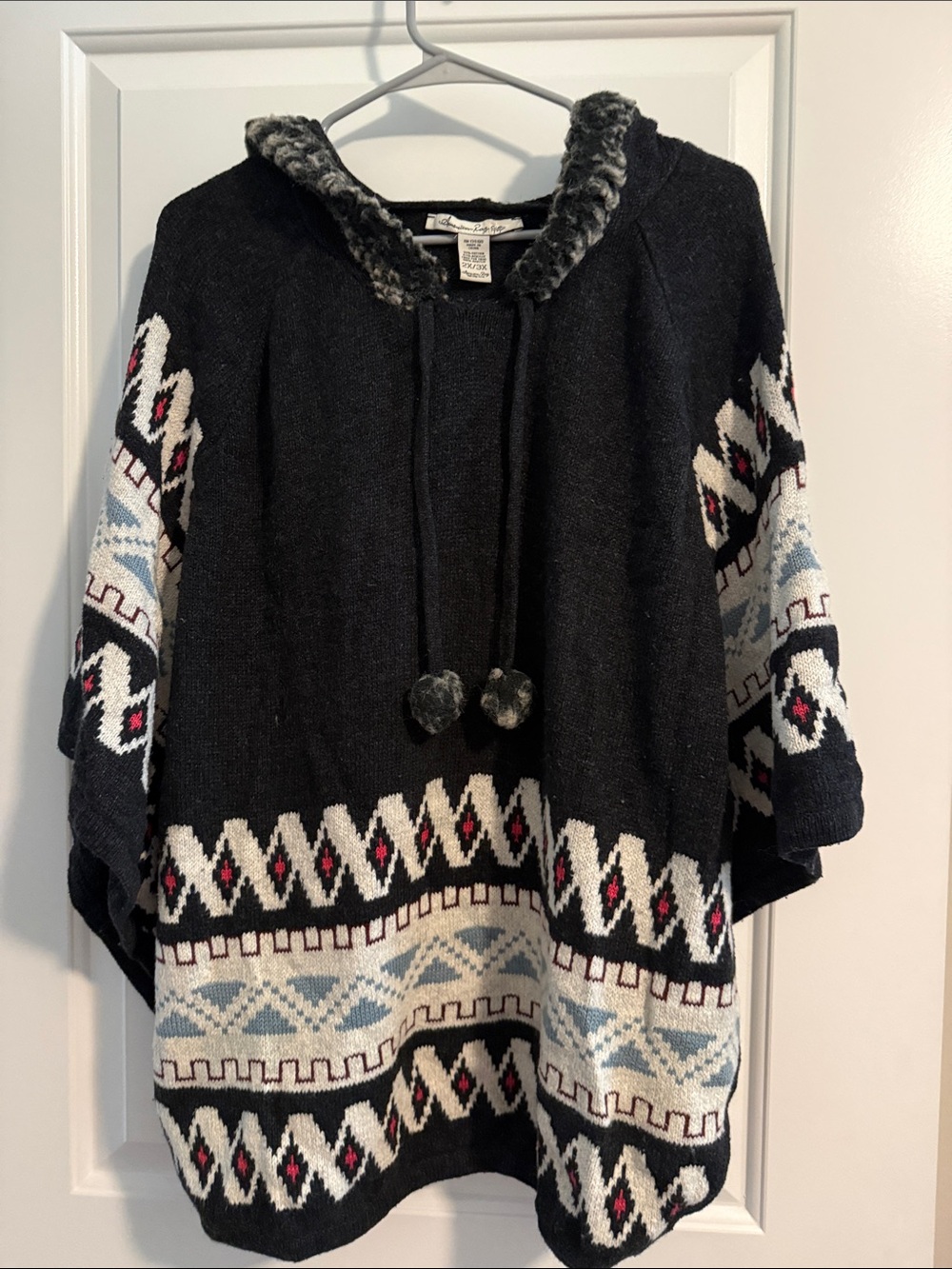 American Rag Aztec Fringe Poncho | Southwestern Boho Layers